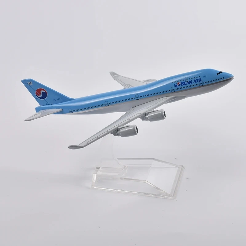 16cm Korean Air Boeing 747 Avião Modelo de Aeronave Diecast de Metal 1/400 Escala de Modelo de Avião de Presente Imagem 0