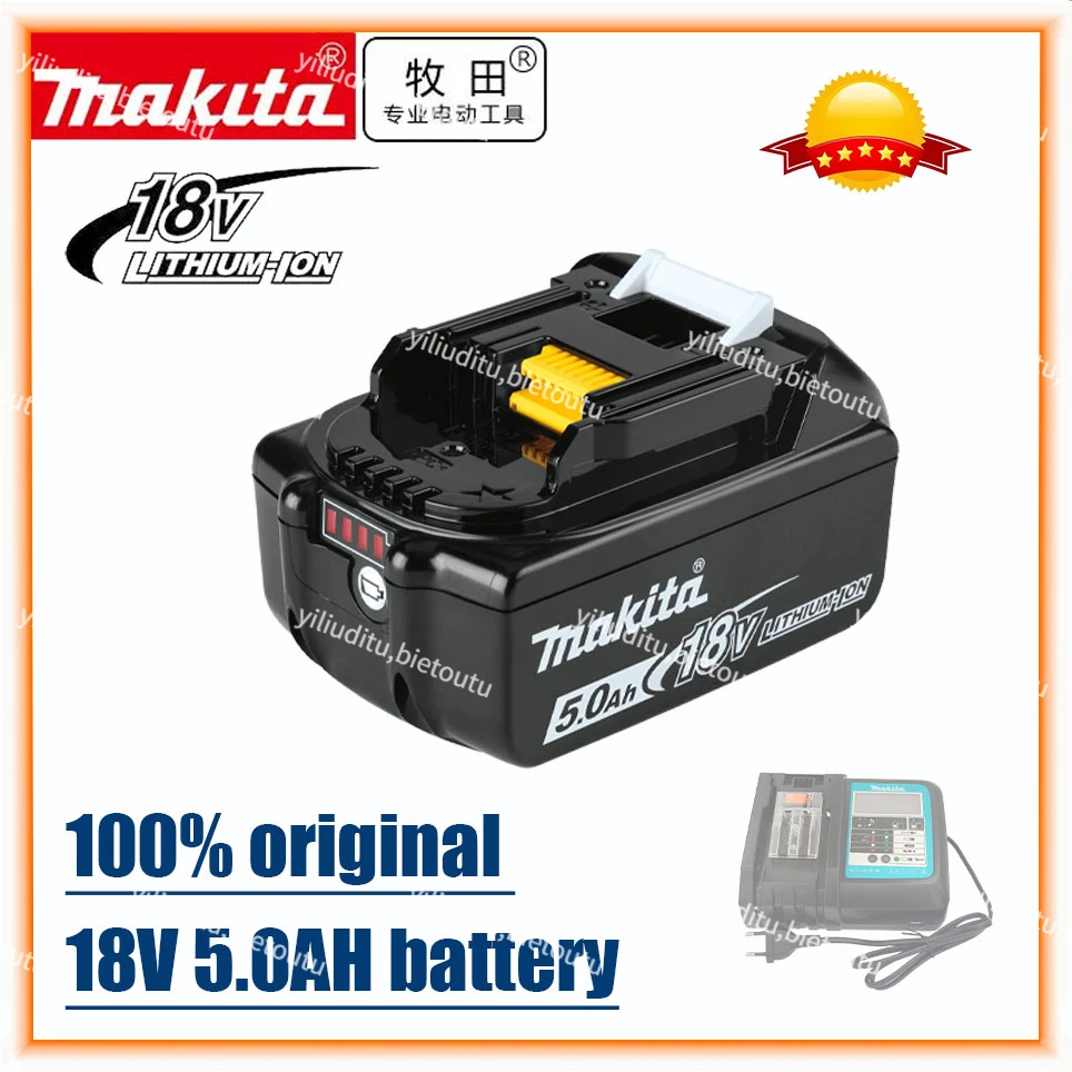 18V 5.0 Ah Makita Original Com LED substituição de íons de lítio LXT BL1860B BL1860 BL1850 Makita recarregáveis ferramenta de energia bateria de 5000 Imagem 0