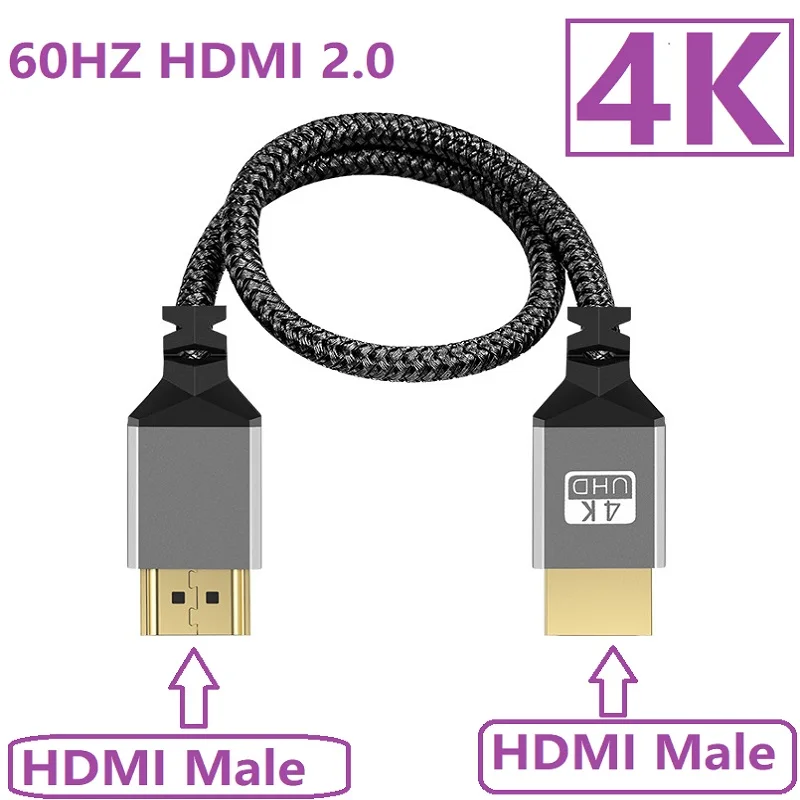 1M/2M/3M/5M/10m malha de Nylon Cabo HD 4K@60HZ Compatível V2.0 HDMI PARA HDMI da Extensão do conector Macho do Cabo Para o Monitor da Câmera DV Imagem 0