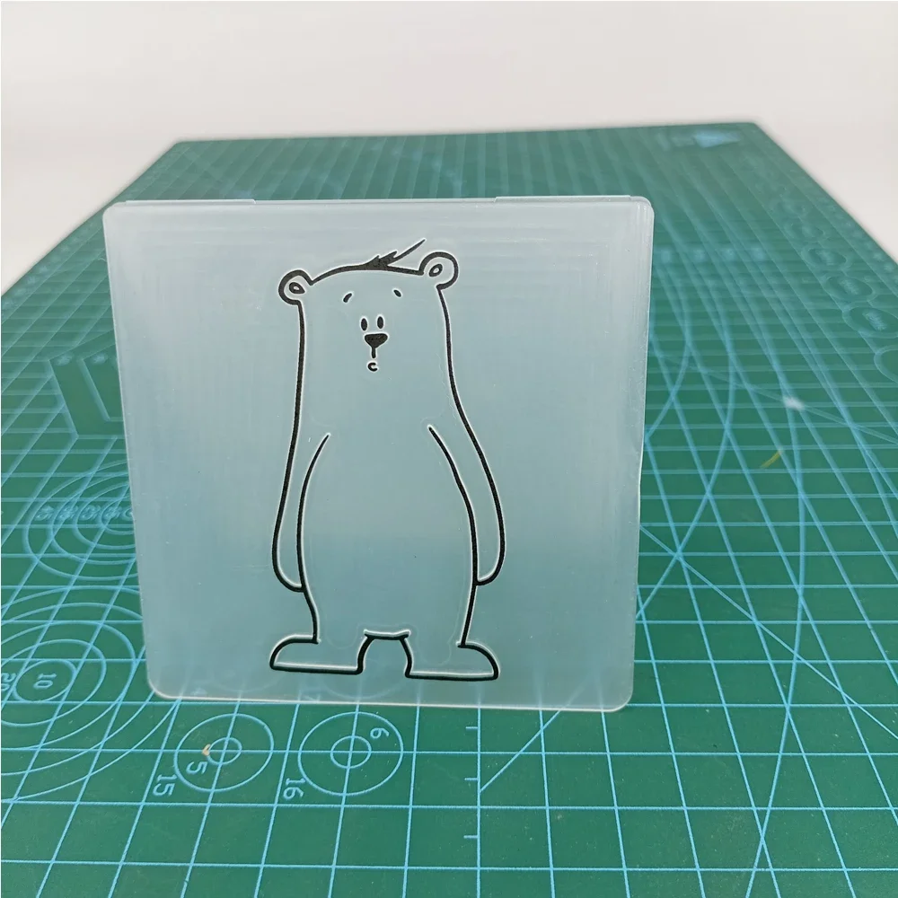 8x8cm Urso Nova 2024 Plásticas em Relevo Pasta DIY Ofício Modelo de Moldes Carimbo de Estênceis Papel de Scrapbooking, Cartões de Tomada de Suprimentos Imagem 0