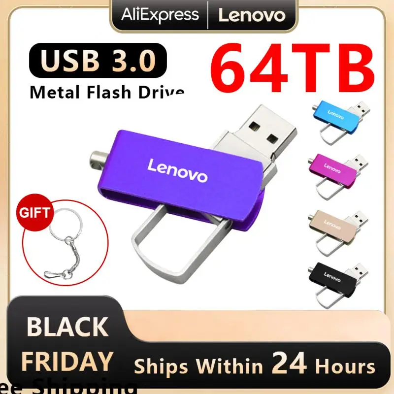 A Lenovo USB Ac Unidade Móvel Pen Drive 64TB 16TB 8TB Флешка Pendrive Impermeável Prata do Flash do Disco de Memoria do Cel USB Stick Presente Imagem 0