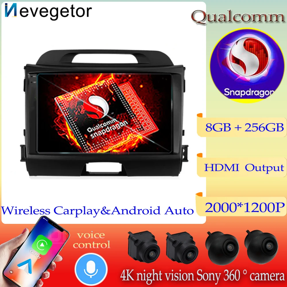 A Qualcomm Snapdragon Android13 Auto DVD Rádio Para KIA Sportage 2010 3 2011-2016 auto-Rádio de Navegação GPS Player Multimídia 2DIN Imagem 0