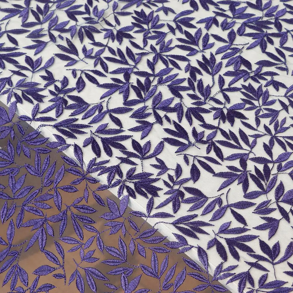 Alta qualidade de azul de malha tecidos de Folha de bordado tissu Vestido de saia vestido acessórios material Imagem 0