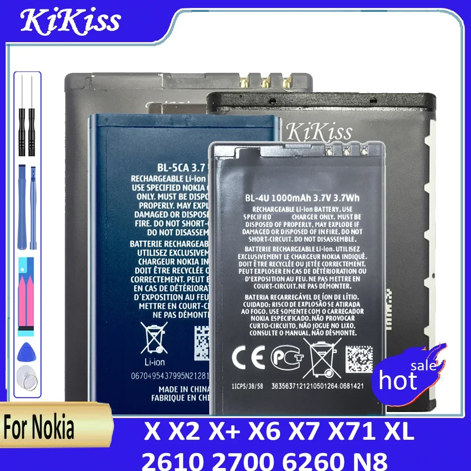 Bateria BL-5C/4C/5B/4S BLC-2 BLB-2 BP-4L BN-01/02 BV-5S HE342 HE363 HE377 HE376 Para Nokia X X2 X+ X6 X7 X71 XL 2610 2700 6260 N8 Imagem 0