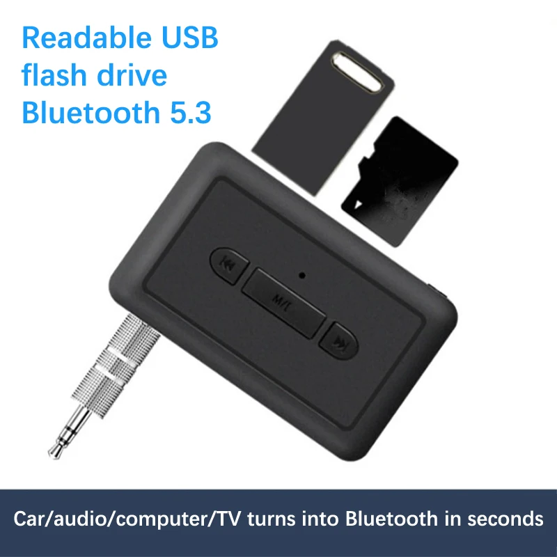 Bluetooth 5.3 Receptor Transmissor de 3.5 mm Jack Adaptador de Suporte do Disco de U Para o Carro de Música, Áudio Aux Receptor de Fone de ouvido mãos livres Imagem 0