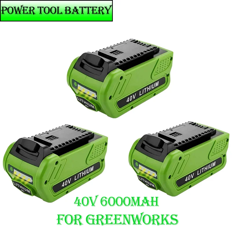 Ferramenta De Poder Battery40V6.0Ah Substituição LithiumBattery for6000mAh GreenWorksBattery 29472 29462 de G-MAX 29252 20202 22262 25312 L50 Imagem 0