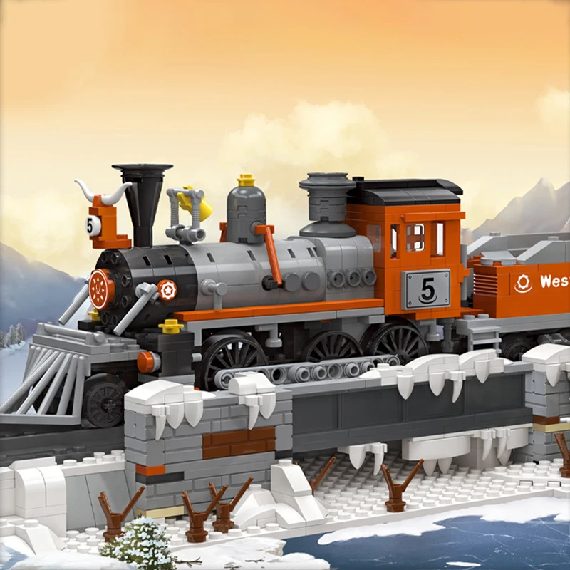 Ferroviária ocidental Modelo de MOC Século 20, a Revolução Industrial Série de Blocos de Construção de Brinquedos Cidade Steampunk Era Cena de Tijolos Retro Imagem 0