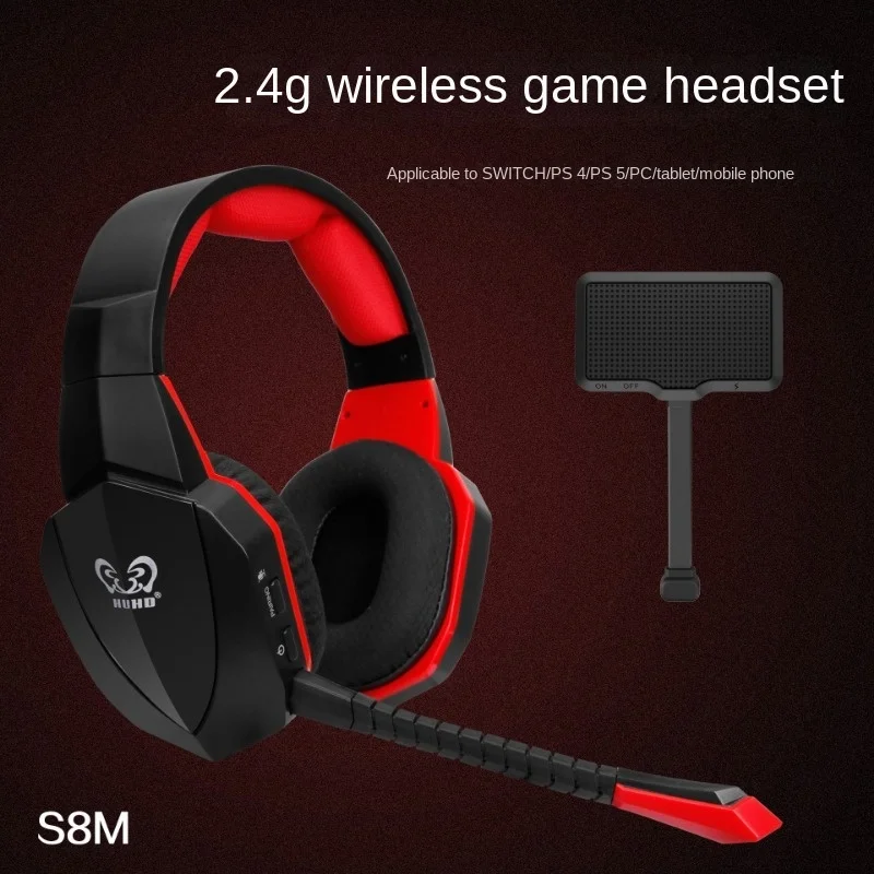 HUHD-S8M Fone de ouvido sem Fio Headset para Jogos de PC PS5 Plug-In Microfone Esports 2.4 g sem Fio Zero de Latência Alta Qualidade de Som e Fone de ouvido Imagem 0