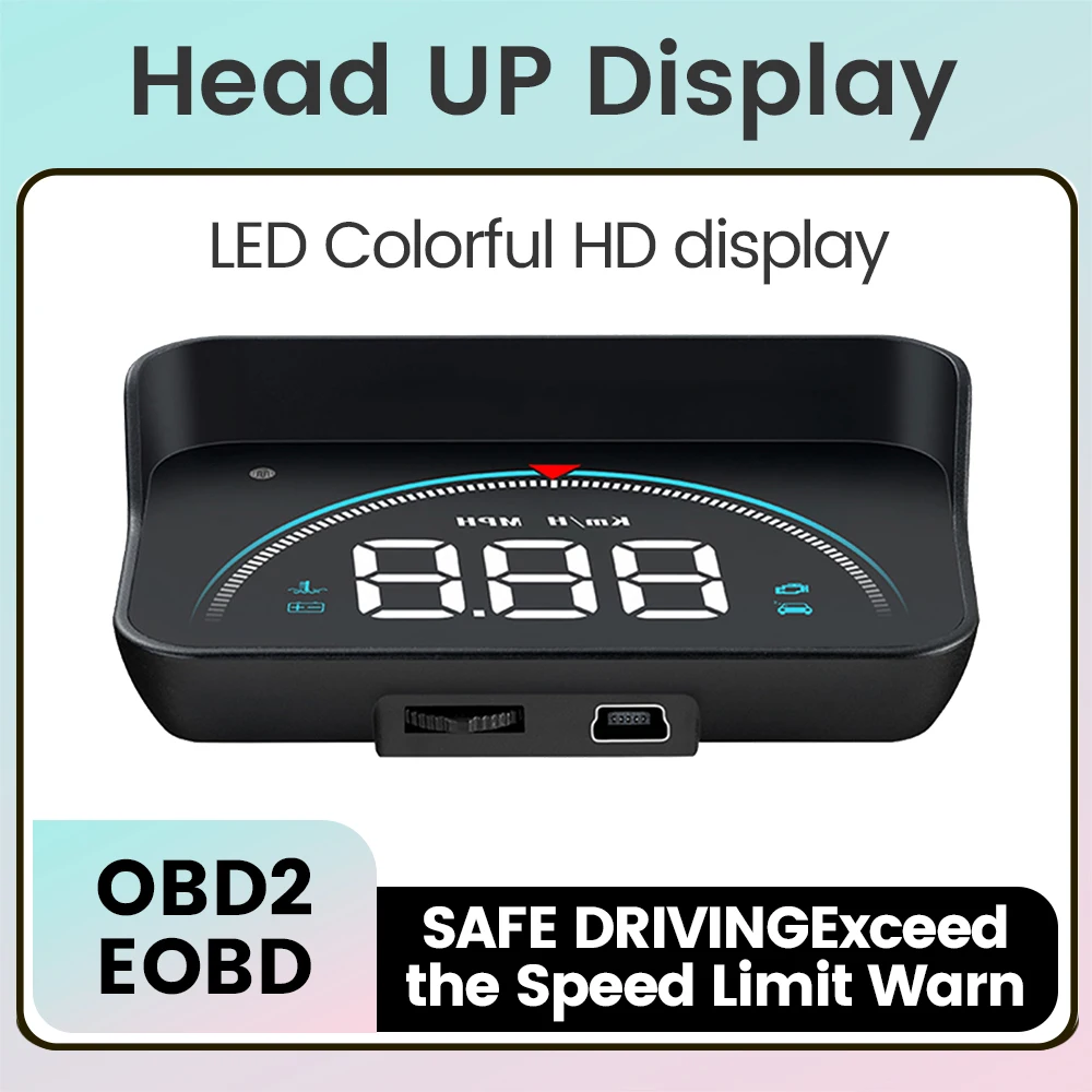 OBD2 do Carro HUD Head Up Display pára-brisa Projetor de LCD Colorido de fonte Grande Ecrã de Combustível, Quilometragem, Alarme de Veículo, Acessórios Eletrônicos Imagem 0