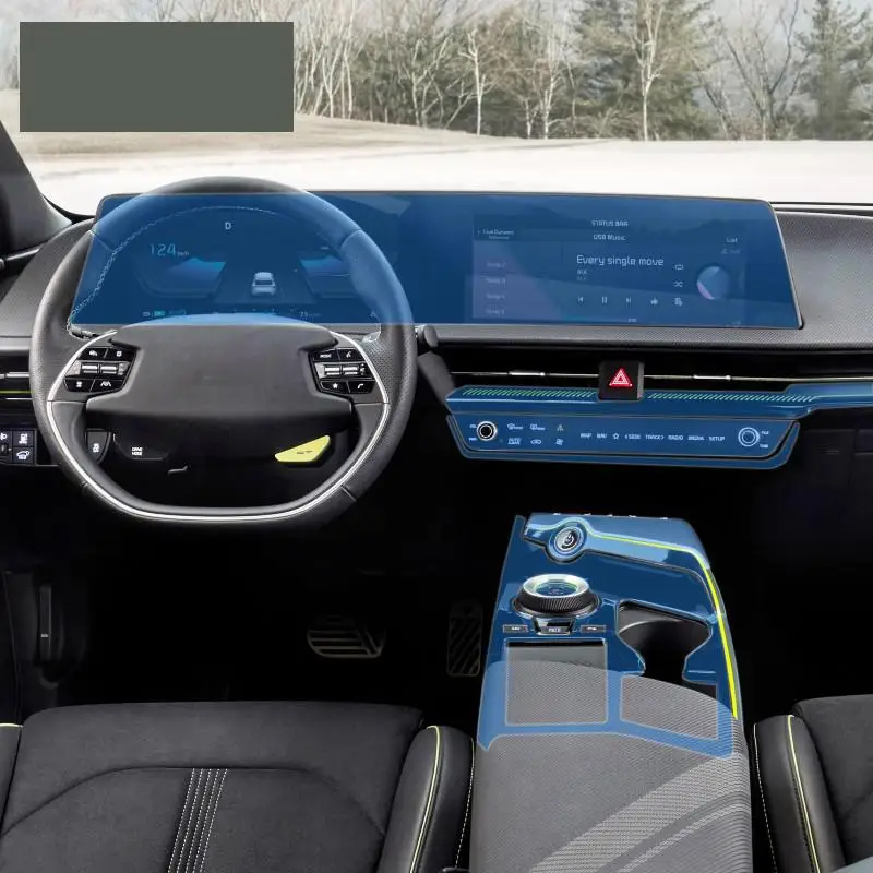 Para Kia EV6 ev GT 2021-2023 Interior do Carro do Centro da consola de TPU Transparente PPF filme Protetor Anti-risco Reparação filme Acessórios Imagem 0