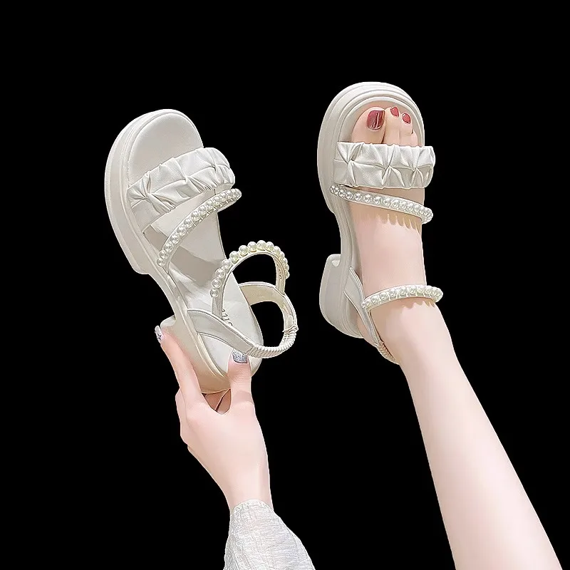 Sapatos Med Senhoras' Chinelos de quarto Praça calcanhar Slipers Mulheres de Salto Mulas de Luxo Slides Bloco Suave de Verão 2023 Alta Designer de Moda Fre Imagem 0
