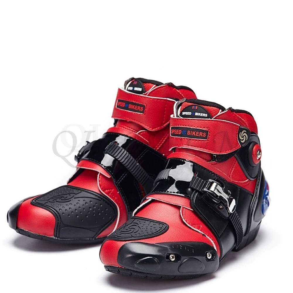 Suas Botas resistentes ao Desgaste Microfibra Couro de Corrida de motas de Motocross Meados de Bezerro Botas Sapatos Imagem 0