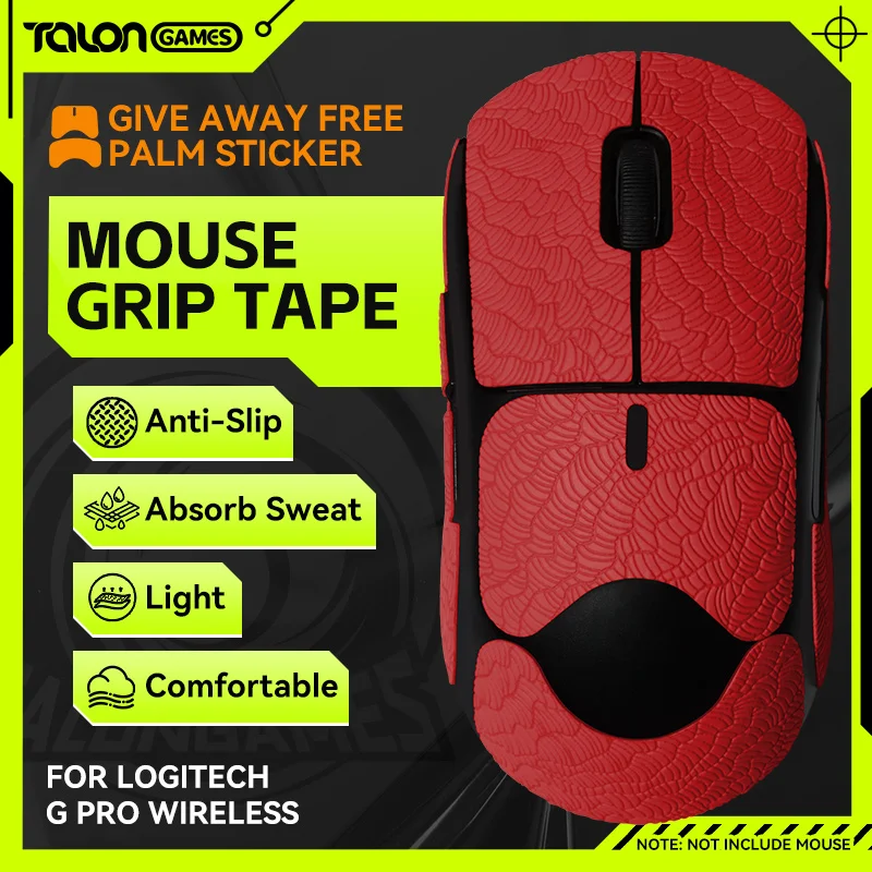 Vermelho TALONGAMES Fita de Aperto de Mouse da Logitech Gpro Mouse sem Fio,Palm Absorção de Suor, de Lado Tudo Incluído Anti-Derrapante Fita Imagem 0