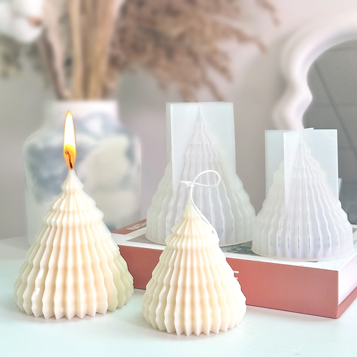 Árvore de natal da Vela do Molde de Silicone DIY 3D Perfumado Vela Sabão de Férias Presente Tomada de Gesso, Resina Molde Decoração de Natal de Suprimentos Imagem 0