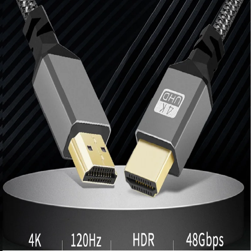 1M/2M/3M/5M/10m malha de Nylon Cabo HD 4K@60HZ Compatível V2.0 HDMI PARA HDMI da Extensão do conector Macho do Cabo Para o Monitor da Câmera DV Imagem 1