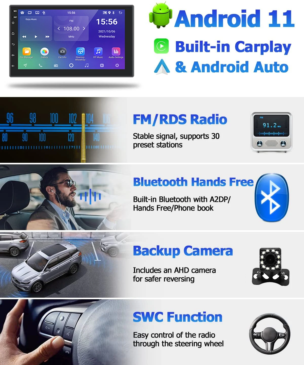 2 Din auto-Rádio Multimédia Player de Vídeo do Android, 11 De Universal 7