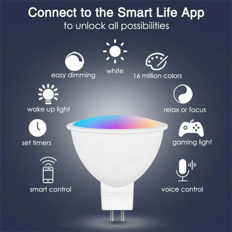 2023 Tuya Zigbee/wi-FI Smart Lâmpada GU10/MR16 RGB LED Dimmable-Lâmpada de 5W Vida Inteligente Holofotes Controle Através Alexa Inicial do Google Imagem 1