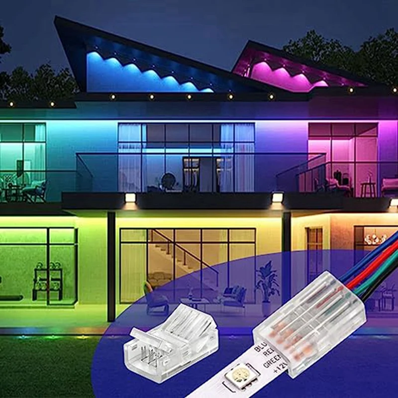40 Pack RGB LEVOU Luz Strip Conectores de 4 Pinos 10Mm sem solda LED Strip Para o Fio Conector Impermeável, Adaptador Imagem 1