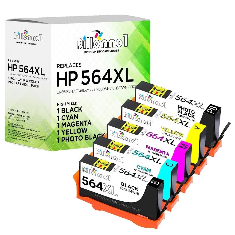 5-PK #564 XL Cartucho Para impressora HP Photosmart C410 C510 C5300 C5370 C6300 C6350 C6390 Imagem 1