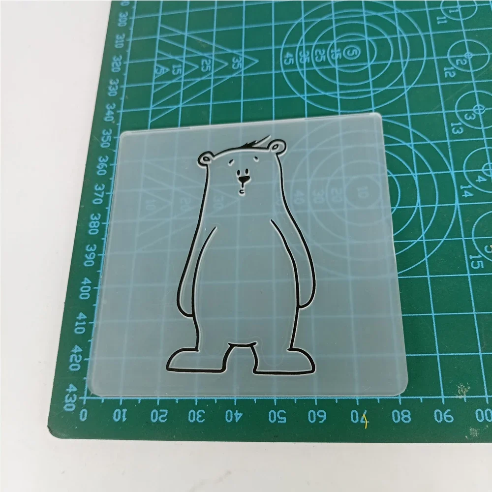 8x8cm Urso Nova 2024 Plásticas em Relevo Pasta DIY Ofício Modelo de Moldes Carimbo de Estênceis Papel de Scrapbooking, Cartões de Tomada de Suprimentos Imagem 1
