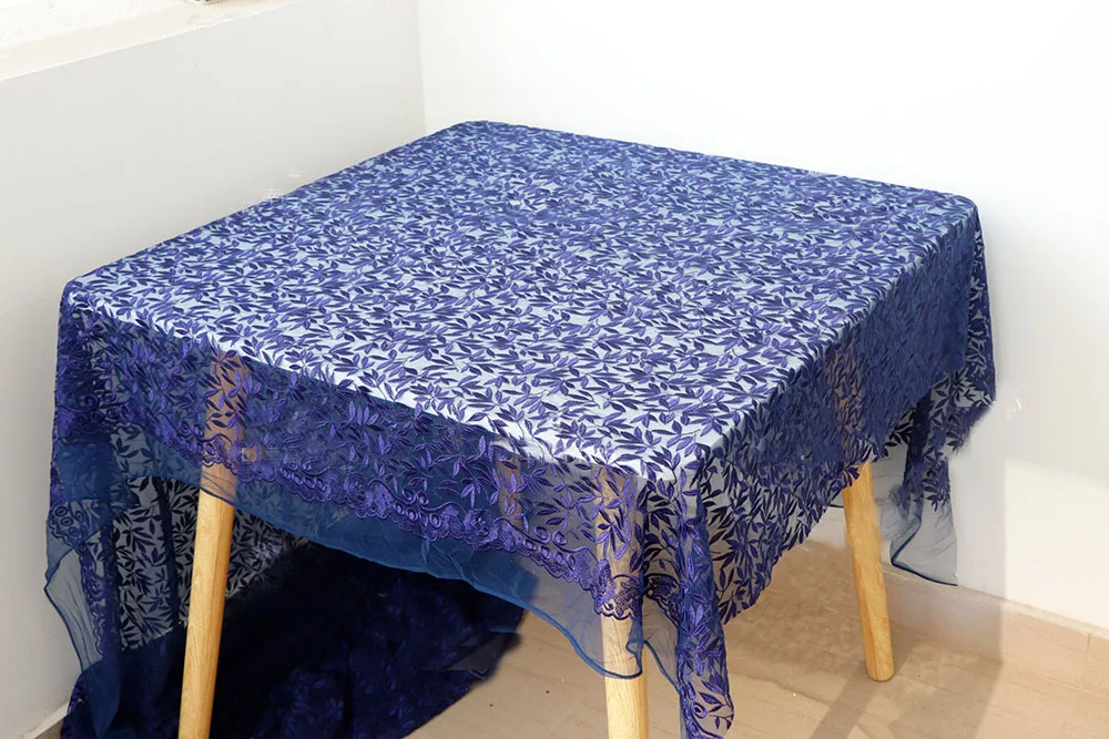 Alta qualidade de azul de malha tecidos de Folha de bordado tissu Vestido de saia vestido acessórios material Imagem 1