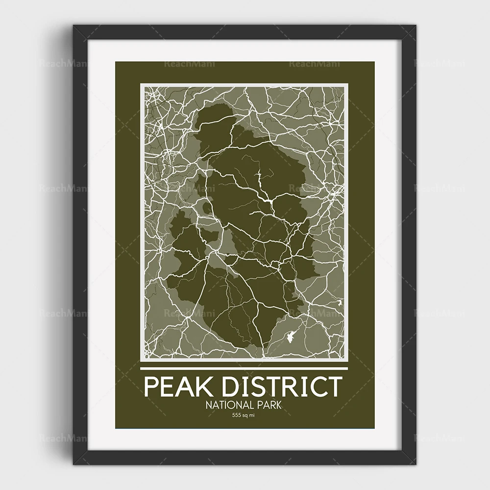Brecon Beacons, Cairngorms Mapa, Snowdonia, Lake District Map, Yorkshire Deserto, Yorkshire Dales Mapa Impresso Cartaz Turístico Imagem 1