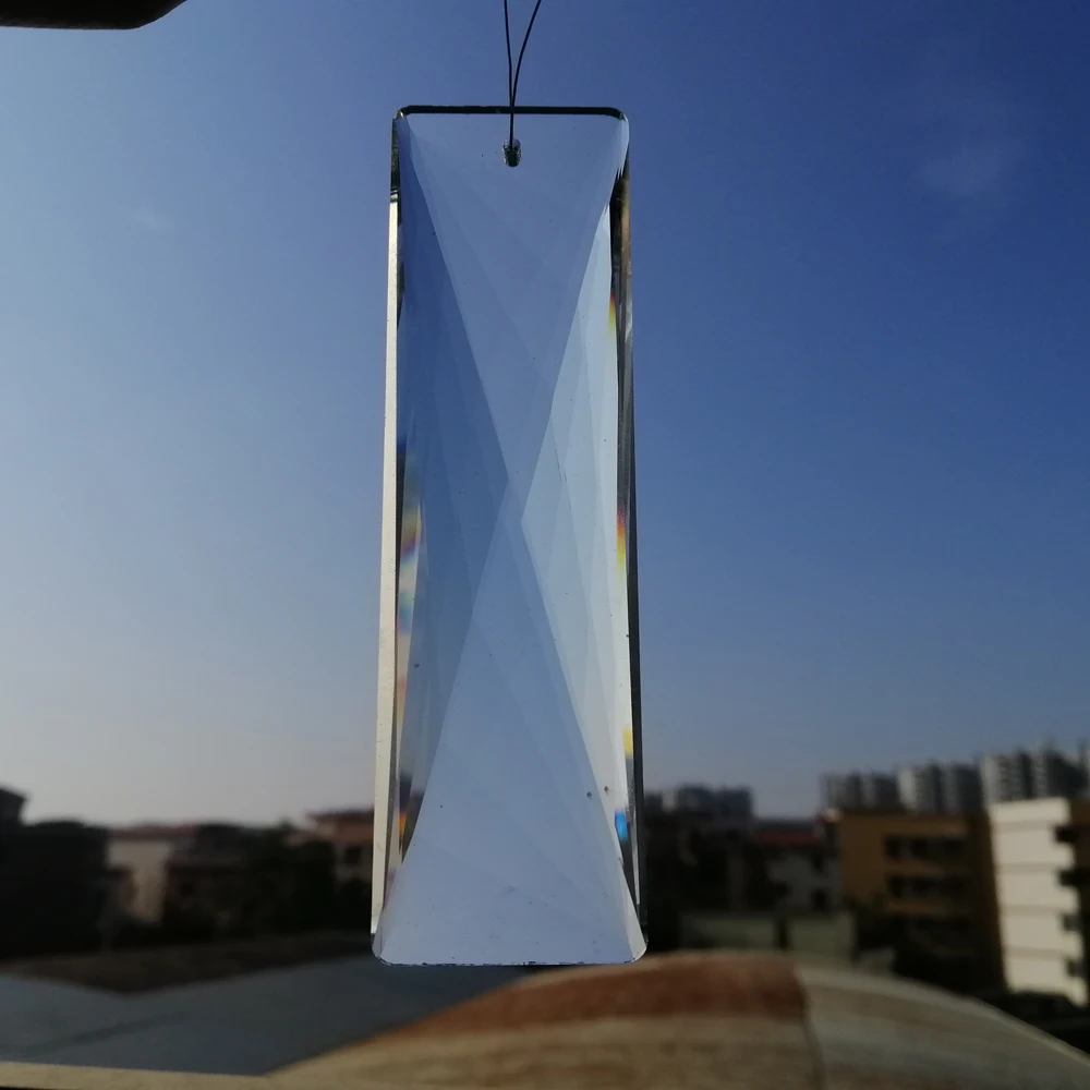 Camal 2PCS 30*100mm 1 Furo Longo Facetado Retângulo de Vidro Cristal Candelabro Pendente SunCatcher Prismas Peças de Casamento Decoração da Casa Imagem 1