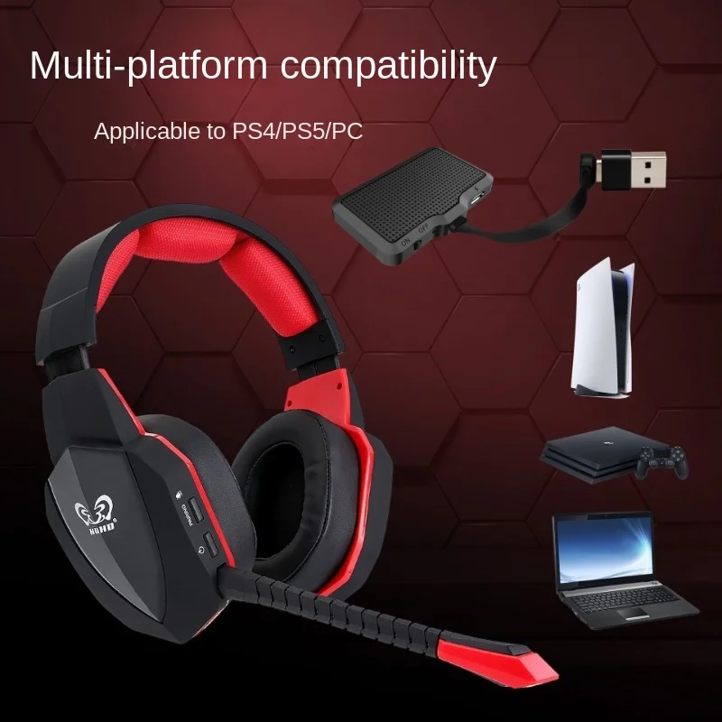 HUHD-S8M Fone de ouvido sem Fio Headset para Jogos de PC PS5 Plug-In Microfone Esports 2.4 g sem Fio Zero de Latência Alta Qualidade de Som e Fone de ouvido Imagem 1
