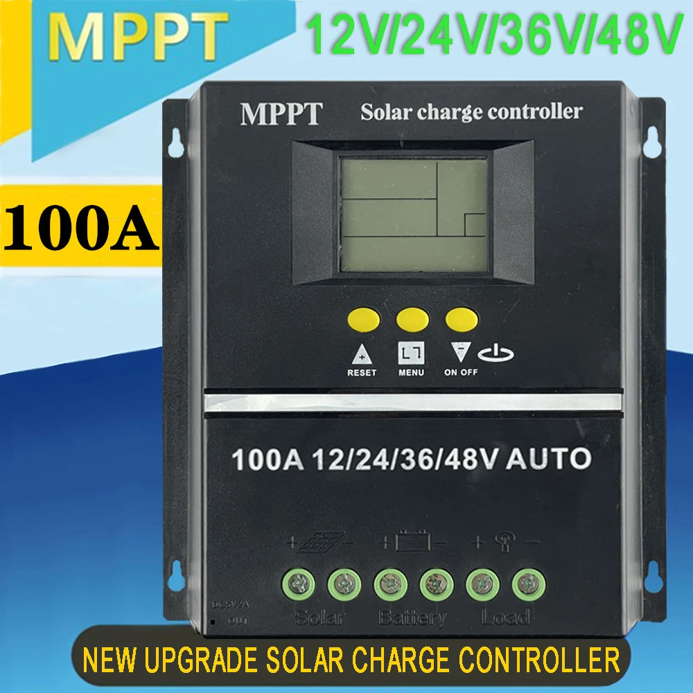 MPPT Controlador de Carga Solar Para a Bateria 60A 80A 100A 12V a 24V, 36V 48V AUTO Regulador Solar PV Luz do Carregador com LCD Dual USB Imagem 1