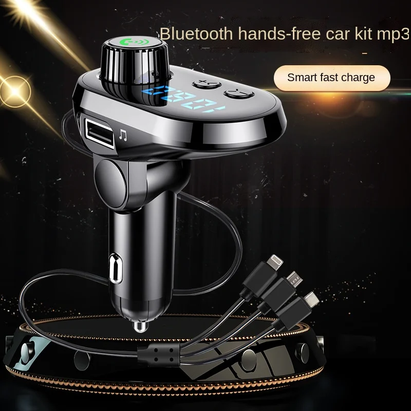 Multi-Funcional de Carro, Carregador de Carro MP3, Bluetooth, Leitor de Um Arraste Três Carregador de Carro Transmissor de Áudio Imagem 1