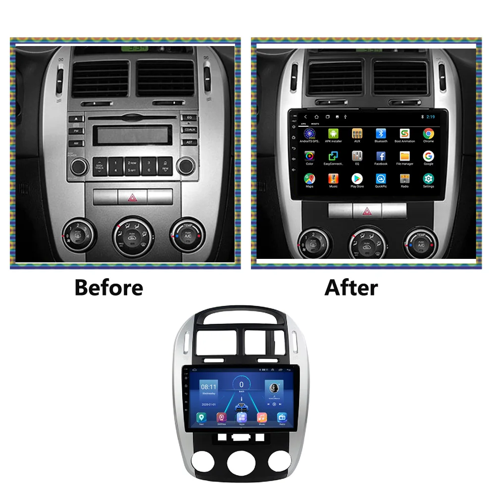 Para KIA Cerato 2004 - 2008 Android sem Fio 12 Carplay Automático auto-Rádio Multimédia Player de Vídeo GPS de Navegação de DVD Unidade de Cabeça de OBDII Imagem 1