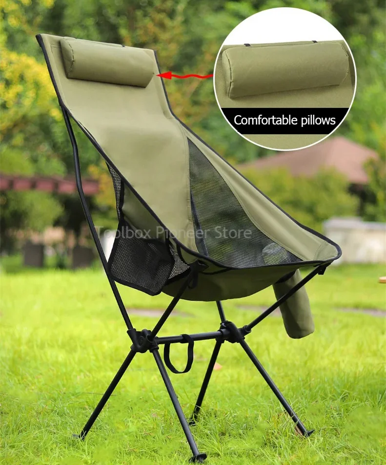 Ultraleve Camping Dobrável Cadeira Lua Cadeiras De Encosto Acessórios De Viagem Dobrável Beach Lounge Chair 