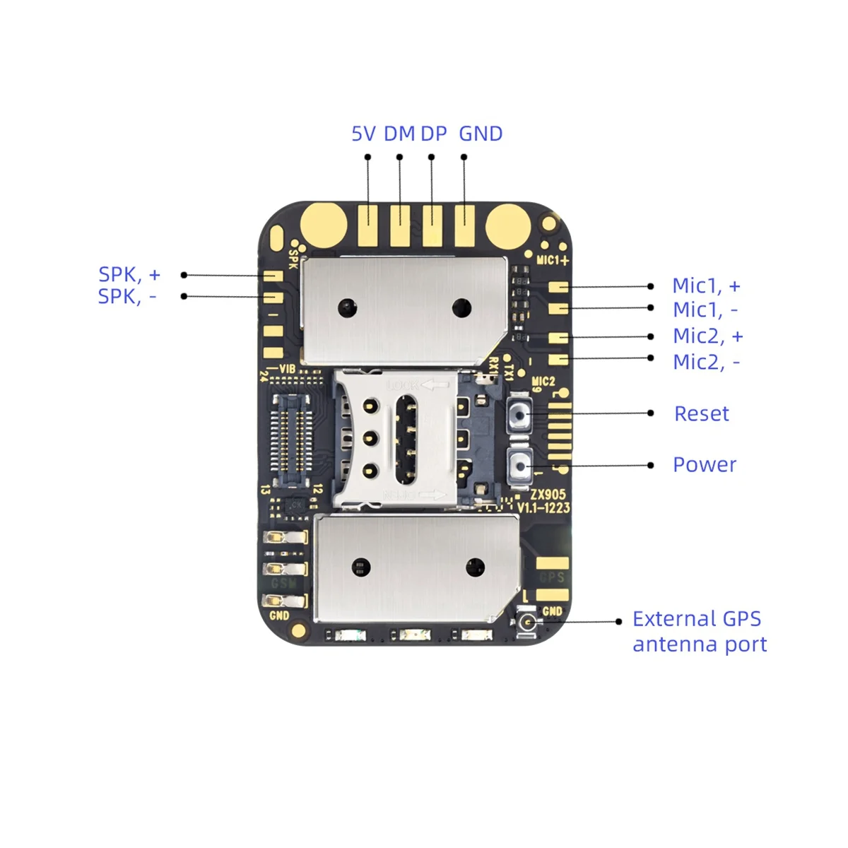 ZX905 Tamanho Pequeno 2G+ 4G do Perseguidor de GPS do Chip LTE CAT-1 de Rastreamento PCBA Conselho Módulo de Anti-Perdeu para o Pessoal do Garoto Uso Gato de Estimação do Cão Imagem 1