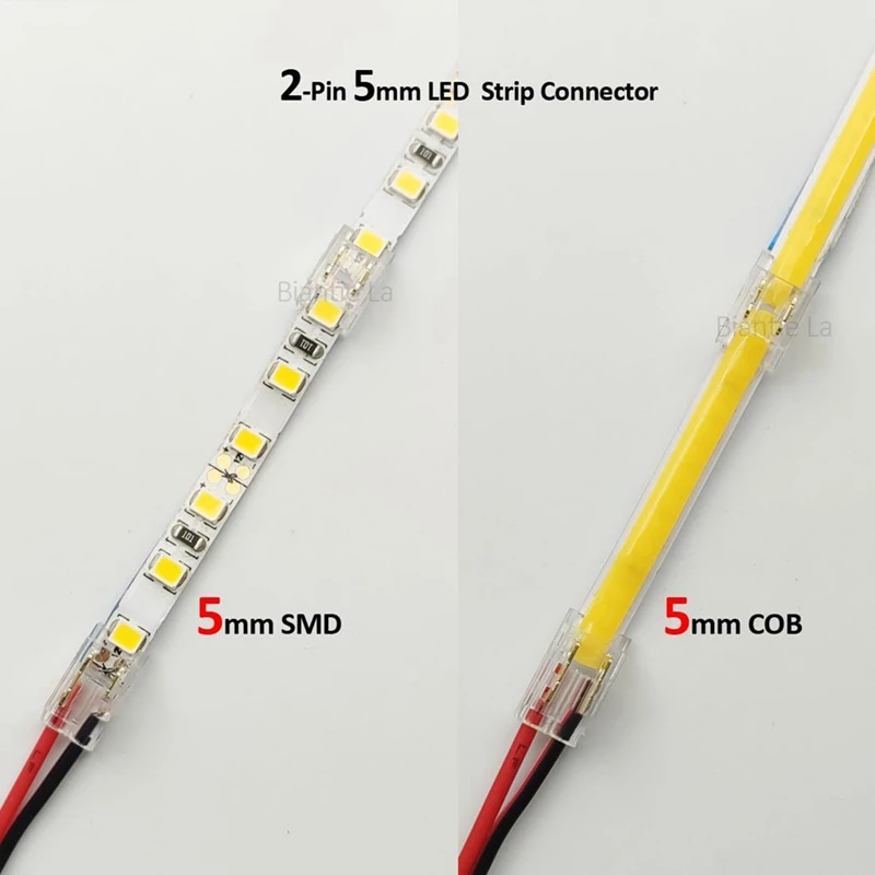 25PCS 2-Pin 5Mm COB LED Strip Kit de Conector Para Tira-A-Fio E Faixa-A-Faixa de Articulações Em 5V-24V DC Faixa de Luz LED Imagem 2