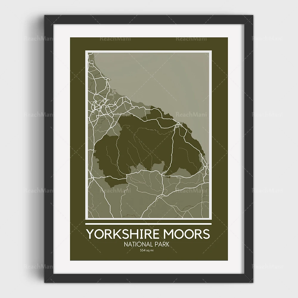 Brecon Beacons, Cairngorms Mapa, Snowdonia, Lake District Map, Yorkshire Deserto, Yorkshire Dales Mapa Impresso Cartaz Turístico Imagem 2