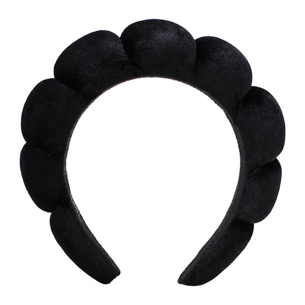 Cor sólida Hairband Leve Anti-derrapante Mulheres Headband para o Banho de Lavagem de Rosto Cabelo de Fixação de Cor Sólida Elástico Puffy Esponja Imagem 2