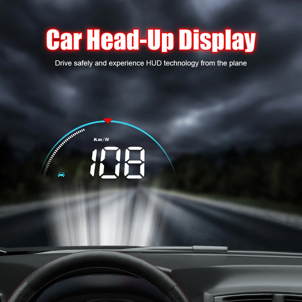 OBD2 do Carro HUD Head Up Display pára-brisa Projetor de LCD Colorido de fonte Grande Ecrã de Combustível, Quilometragem, Alarme de Veículo, Acessórios Eletrônicos Imagem 2