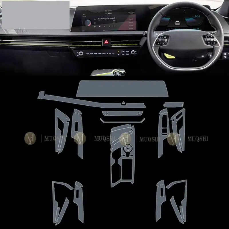 Para Kia EV6 ev GT 2021-2023 Interior do Carro do Centro da consola de TPU Transparente PPF filme Protetor Anti-risco Reparação filme Acessórios Imagem 2