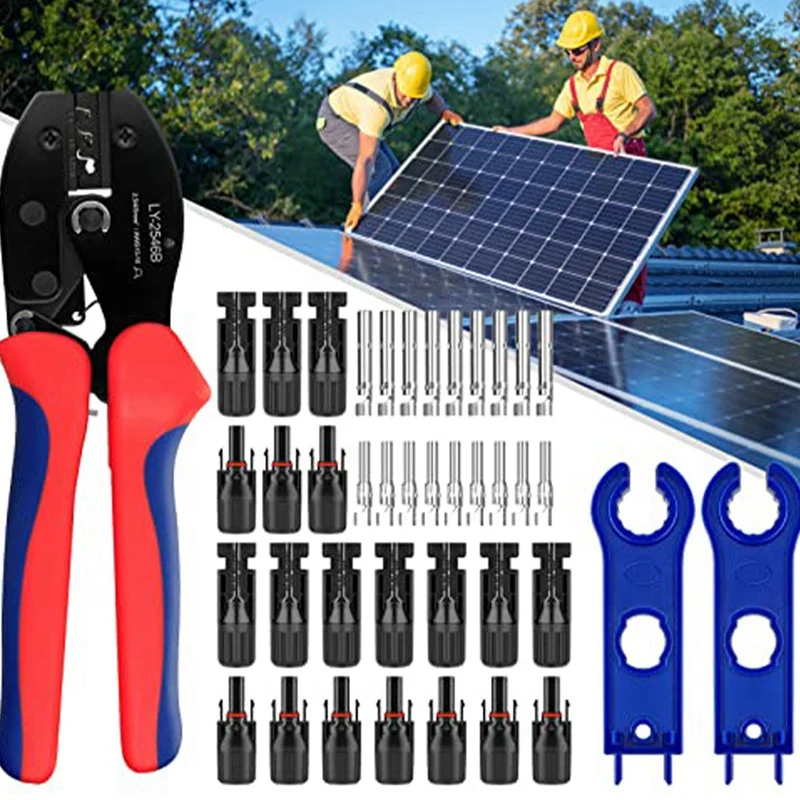 Solar Crimpzange Conjunto de ferramentas Para 2.5/4/6Mm2 Solar PV Cabo, 5 Pares De energia Solar Plugues do Cabo, 9 Pares De Plugues de energia Solar Imagem 2
