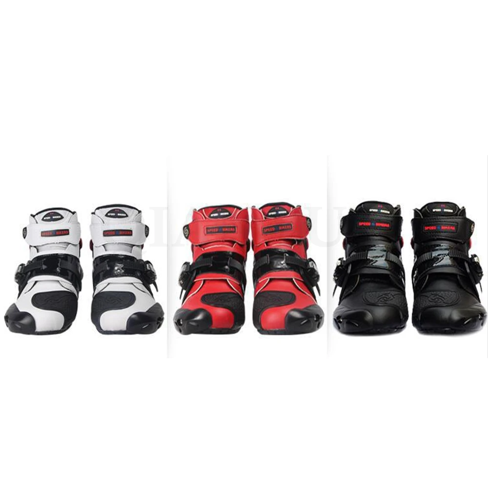 Suas Botas resistentes ao Desgaste Microfibra Couro de Corrida de motas de Motocross Meados de Bezerro Botas Sapatos Imagem 2