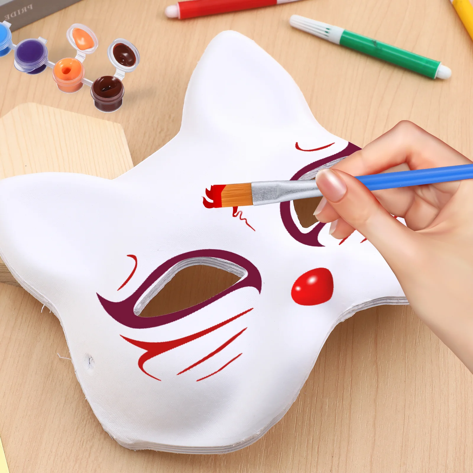 1 Conjunto de Diy Fox Máscaras Festa de Máscaras de Papel em Branco, a Polpa de Máscaras de Cosplay de Artesanato Máscaras para Decorar com Tintas Imagem 3