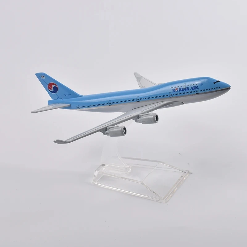 16cm Korean Air Boeing 747 Avião Modelo de Aeronave Diecast de Metal 1/400 Escala de Modelo de Avião de Presente Imagem 3