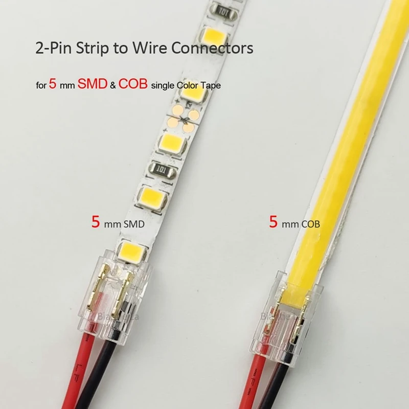 25PCS 2-Pin 5Mm COB LED Strip Kit de Conector Para Tira-A-Fio E Faixa-A-Faixa de Articulações Em 5V-24V DC Faixa de Luz LED Imagem 3