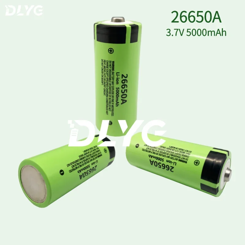 Baterias pointues baterias recarregáveis de Li-ion 2021, 26650A, 100% V, 3.7 mAh, haute capacité, 5000, originales, adaptées aux lampes de Imagem 3