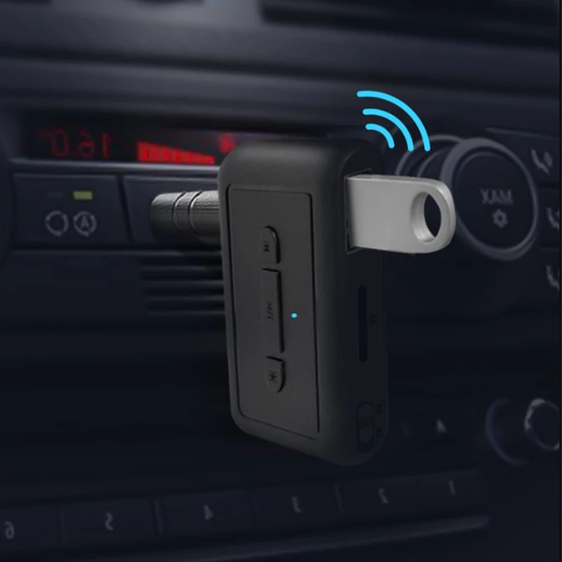 Bluetooth 5.3 Receptor Transmissor de 3.5 mm Jack Adaptador de Suporte do Disco de U Para o Carro de Música, Áudio Aux Receptor de Fone de ouvido mãos livres Imagem 3
