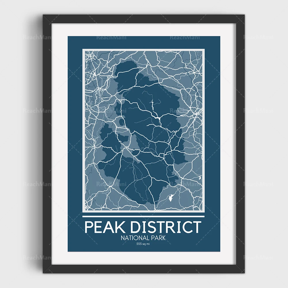 Brecon Beacons, Cairngorms Mapa, Snowdonia, Lake District Map, Yorkshire Deserto, Yorkshire Dales Mapa Impresso Cartaz Turístico Imagem 3