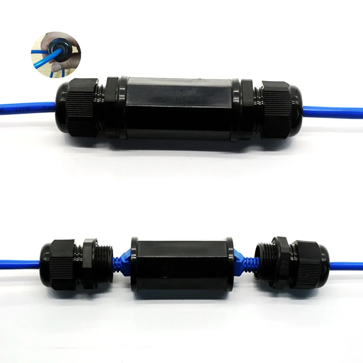 CY Conectores à prova d'água Fecho CAT6 RJ45 fêmea-Fêmea Lan Ethernet de Rede Waterproofable Adaptador de Extensão do Acoplador Imagem 3