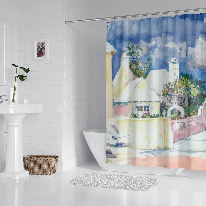 Família tecido impermeável família cortina de chuveiro acessórios cortina de chuveiro 240 * 200 casa de estilo Havaiano cortina de chuveiro Imagem 3