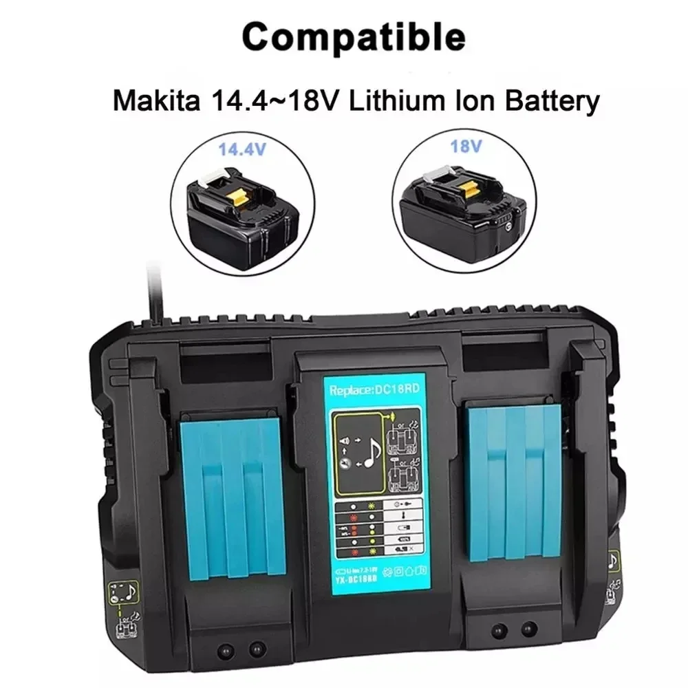 Makita 18V 14,4 V 4A Duplo Li-Ion Carregador de Bateria DC18RD DC18SF para Makita 14,4 V 18 V 20V BL1830 BL1840 BL1850 BL1860 Bl1430 Imagem 3