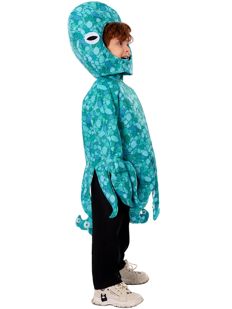 Mascote do Personagem de banda desenhada do Bebê Polvo Cosplay Engraçado Azul Octopu Fantasia para Meninos da Criança Gir ls Imagem 3